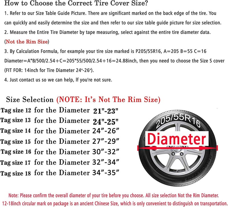 MOONET PVC Thickening Leather Spare Tire Wheel Cover for Car Truck SUV Camper Trailer Universal Fit RV JP FJ, R18 XXL Black (for Overall Wheel Diameter 34-35 inch) - Image 2
